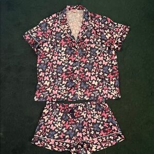 Victoria's Secret Butterfly Print Pajama Set - Pink and Blue